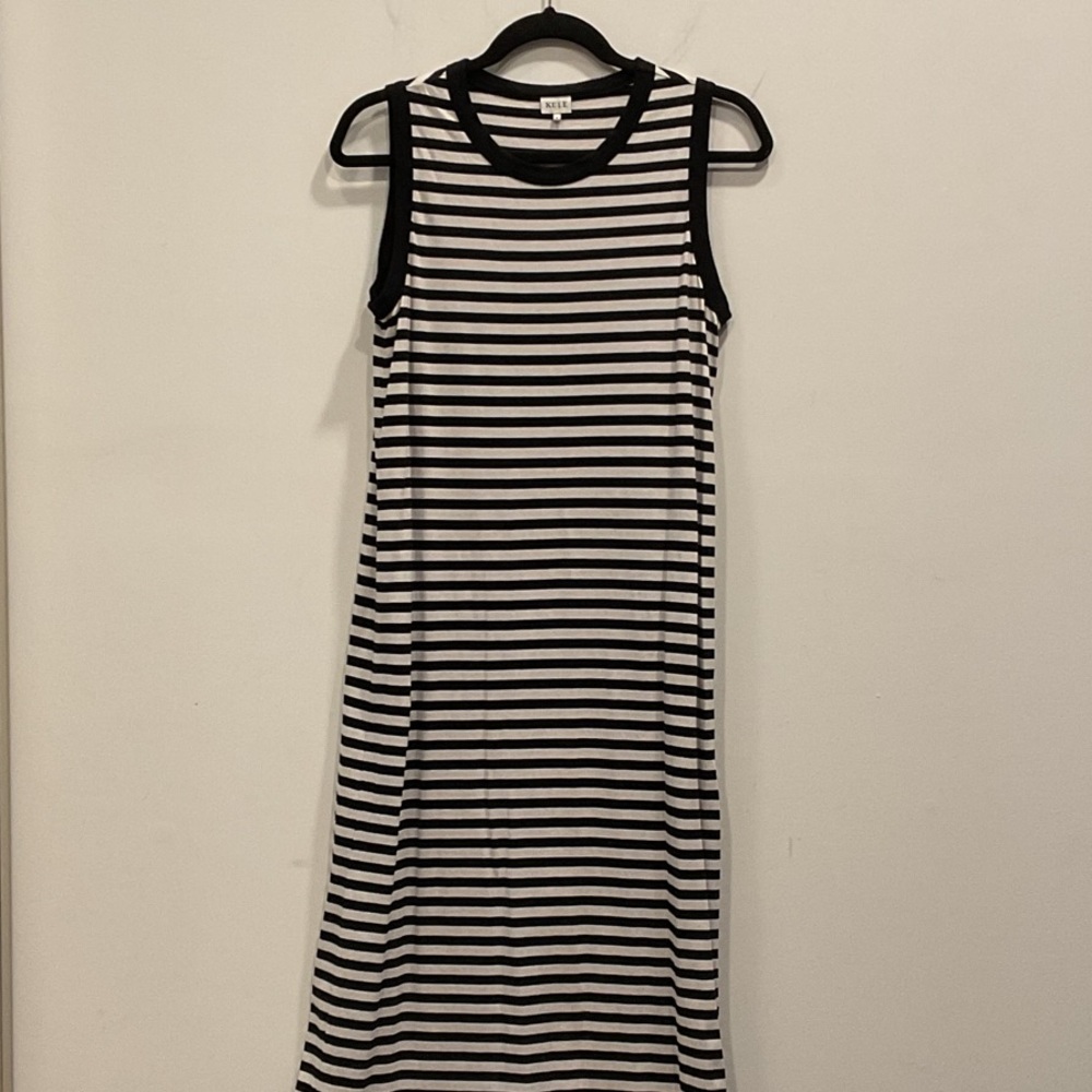KULE Black and White Striped Midi Dress